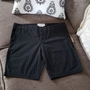 Burton black midrise windowpane check woven shorts